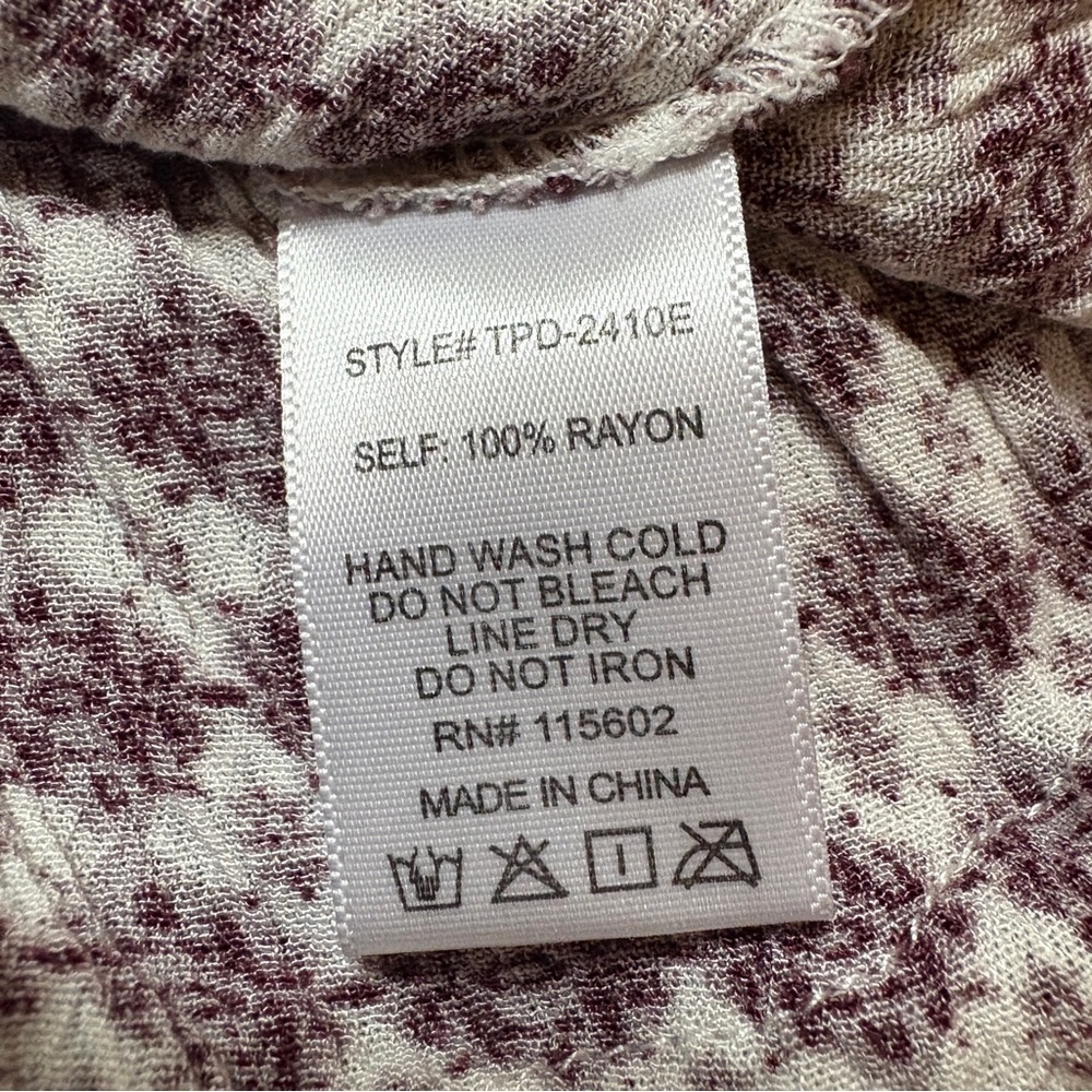 Skylar + Madison S Burgundy Smocked Ruffle Strap Mini Dress Boho Rayon - Picture 4 of 4